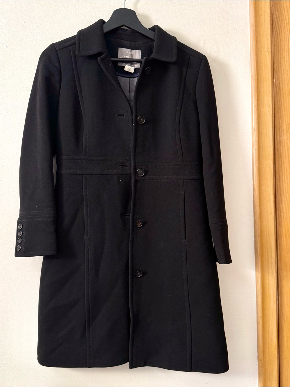 J CREW Black Wool Blend Single-Breasted Coat